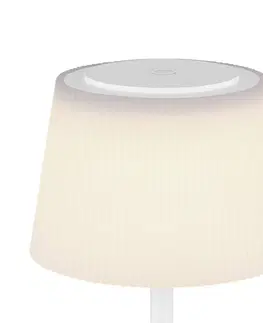 Vonkajšie osvetlenie terasy Globo Nabíjateľná stolová lampa Gregoir LED, matná biela, výška 38 cm, CCT