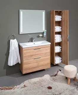 Kúpeľňový nábytok MEREO - Vigo, kúpeľňová skrinka vysoká 170 cm, dub Riviera CN331