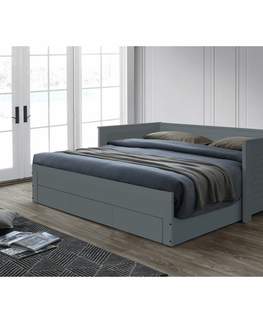 Postele KONDELA Goreta jednolôžková posteľ s prístelkou sivá