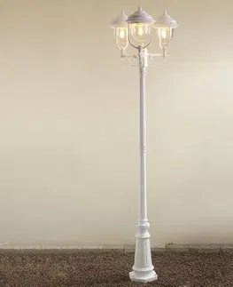 Verejné osvetlenie Konstsmide Stĺpové svietidlo Parma 3-plameňové v bielej
