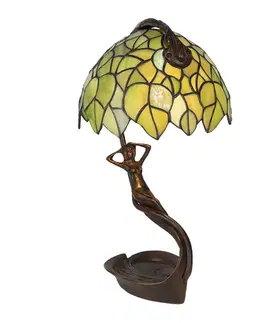Stolové lampy Clayre&Eef Stolová lampa 5LL-6098 v štýle Tiffany, zelená