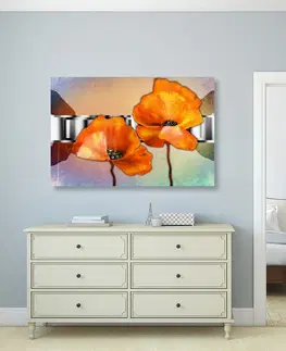 Obrazy kvetov Obraz oranžové kvety maku v orientálnom štýle