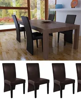 Jedálenské stoličky a kreslá Jedálenská stolička 4 ks umelá koža / drevo Dekorhome Vínová