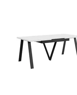 Jedálenské stoly Jedálenský rozkladací stôl, 140-290x90 cm, matná biela/čierna, AVENY