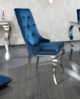 Jedálenské zostavy Chesterfield jedálenská stolička 2 ks ZETHOS Dekorhome Modrá