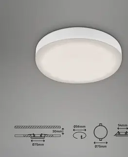 Zapustené svietidlá Briloner Zapustené LED svetlo Plat biela 7,5cm 4000K 3 kusy