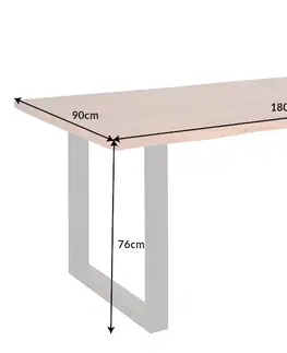 Jedálenské stoly Jedálenský stôl ATHAMÁS akácia 3,5 cm Dekorhome 180x90x76 cm