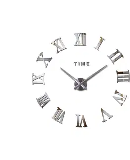 Hodiny 3D Nalepovacie hodiny DIY Clock Roma C2, strieborné 90-130cm