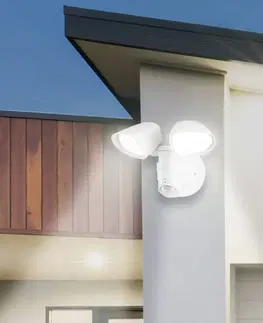 Vonkajšie nástenné svietidlá so senzorom Telefunken LED exteriérové bodové svetlá Bilbao 2-pl. biela
