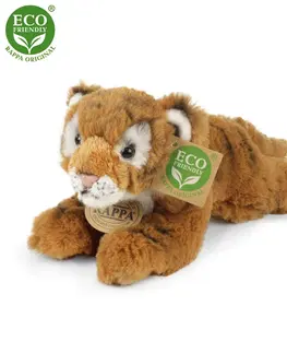 Plyšové hračky RAPPA - Plyšový tiger hnedý ležiaci, 17 cm ECO-FRIENDLY