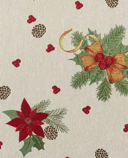 Obrusy BO-MA Trading Vianočný obrus gobelín Mašle, 100 x 100 cm