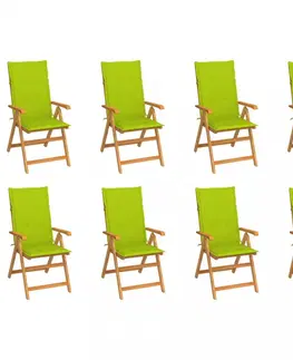 Zahradné stoličky Záhradná polohovacie stolička 8 ks akácie / látka Dekorhome Tmavo zelená