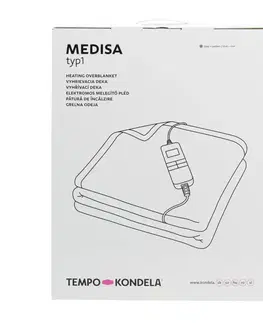 Deky TEMPO-KONDELA MEDISA TYP 1, vyhrievacia XL deka, sivá/vzor hviezdy, 130x180 cm