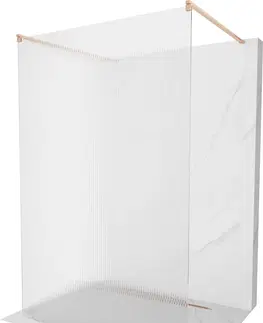 Sprchové dvere MEXEN/S - Kioto samostatne stojaca sprchová zástena 110 x 200 cm, prúžky 8 mm, meď kartáčovaná 800-110-002-65-09