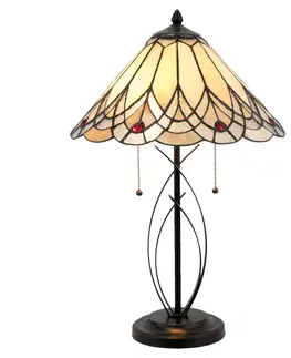 Stolové lampy Clayre&Eef Stolná lampa 5186 s jantárovým skleneným tienidlom
