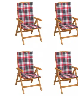 Zahradné stoličky Záhradná stolička 4 ks teak / látka Dekorhome Krémová