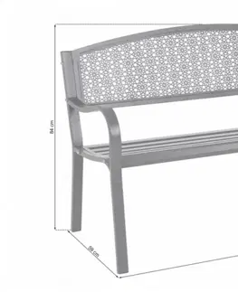 Záhradné lavice Záhradná kovová lavička GH671852 sivá