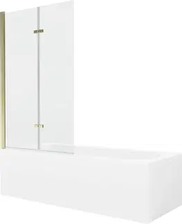 Sprchové dvere MEXEN/S - Vega obdĺžniková vaňa 160 x 70 cm s panelom + vaňová zástena 100 cm, transparent, zlatá 550116070X9210025000