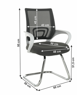 Konferenčné stoličky KONDELA Sanaz Typ 3 konferenčná stolička sivá / biela