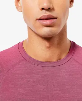 fitnes Kompresné tričko na posilňovanie s krátkym rukávom priedušné s okrúhlym výstrihom ružové