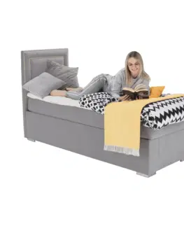 Postele Boxspringová posteľ, jednolôžko, svetlosivá, 80x200, ľavá, BILY