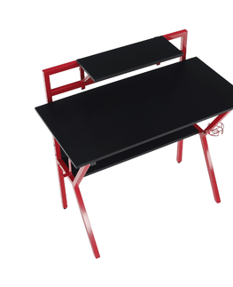 Herné stoly KONDELA Taber herný stôl červená / čierna