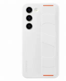 Puzdrá na mobilné telefóny Puzdro Silicone Grip Cover pre Samsung Galaxy S23, white EF-GS911TWEGWW