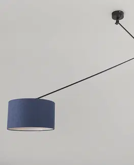 Zavesne lampy Závesná lampa čierna s tienidlom 35 cm modrá nastaviteľná - Blitz I.
