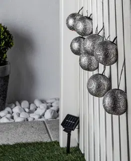 Solárne dekoračné osvetlenie Lindby Lindby Hiyabel solárna LED reťaz, strieborná