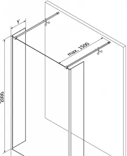 Sprchové dvere MEXEN/S - Kyoto Sprchová zástena WALK-IN voľne stojaca 160 x 30 x 30 cm, transparent, chróm 800-160-030-222-01-00-030