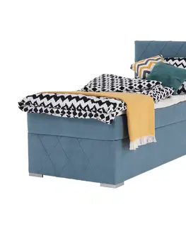 Postele Boxspringová posteľ, jednolôžko, modrá, 90x200, pravá, PAXTON