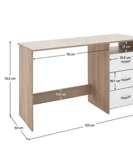 Písacie stoly PC stôl, dub sonoma/biela, LARISTOTE