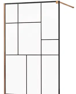 Sprchové dvere MEXEN/S - KIOTO Sprchová zástena WALK-IN 70x200 cm 8 mm, ružové zlato, čierny vzor 2 800-070-101-60-78