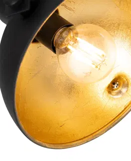 Nastenne lampy Priemyselné stropné svietidlo čierne so zlatou 15 cm nastaviteľné - Magnax