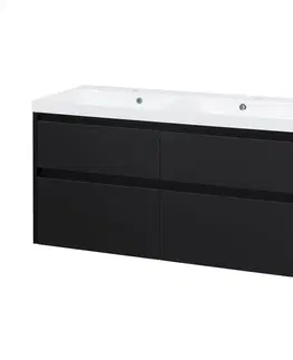 Kúpeľňový nábytok MEREO - Opto, kúpeľňová skrinka s umývadlom z liateho mramoru 121 cm, čierna supermat CN943M