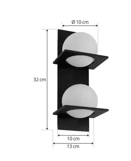Nástenné svietidlá Lucande Nástenné svietidlo Lucande Kulka, 2 svetlá, sklenené gule