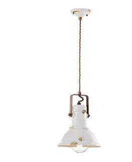 Závesné svietidlá Ferroluce Závesná lampa C1691 v priemyselnom dizajne biela