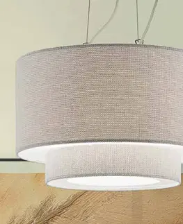 Závesné svietidlá Artempo Italia Závesná lampa Morfeo s textilným tienidlom krémová
