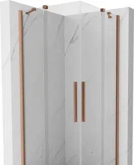 Sprchovacie kúty MEXEN/S - Velar Duo štvorcový sprchovací kút 90 x 90, transparent, meď kartáčovaná 871-090-090-02-65