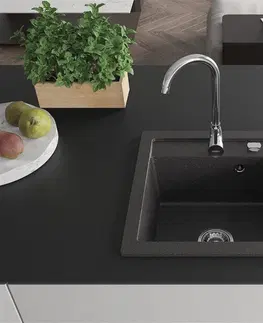 Kuchynské drezy MEXEN MEXEN - Vito granitový drez 1-miska 520x490 mm, čierna škvrnité 6503521000-76
