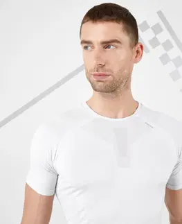 nordic walking Pánske bežecké tričko Run 500 Confort Skin bez švov biele