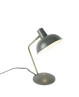Stolove lampy Retro stolná lampa zelená s bronzovou - Milou