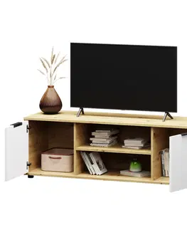 TV stolíky NABBI Neston TV-E-2D tv stolík biela / dub wotan