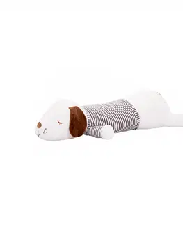 Plyšové hračky Plyšový psík, biela/hnedá/sivý pásik, 72cm, KINGO typ 1
