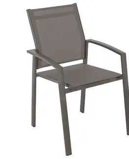 Záhradné stoličky a kreslá DEOKORK Hliníkové kreslo s textíliou VERONA (šedo-hnedé)