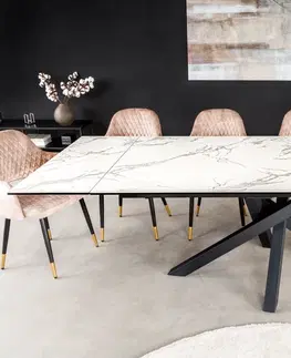 Jedálenské stoly Jedálenský stôl DOSHAR Dekorhome Bielo-sivý mramor