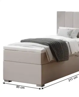 Postele Boxspringová posteľ, jednolôžko, taupe, 80x200, pravá, BRED