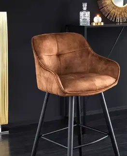 Barové stoličky LuxD Dizajnová barová stolička Natasha hnedý zamat