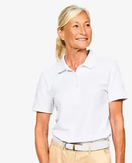dresy Dámska golfová polokošeľa s krátkym rukávom MW500 biela