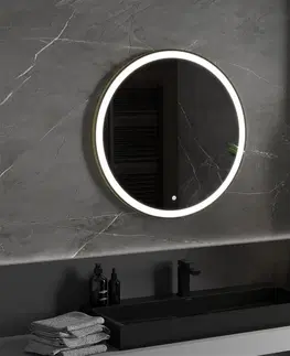 Kúpeľňa MEXEN - Esso zrkadlo s osvetlením 80 cm, LED 6000K zlatý rám 9825-080-080-611-50